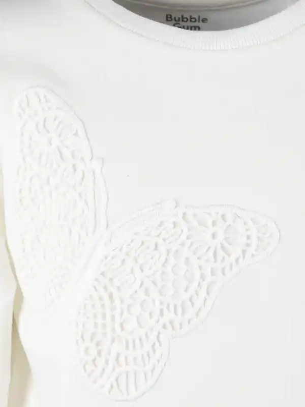 Bild 3 von Mädchen Sweatshirt mit Schmetterlings-Appliaktion Weiß