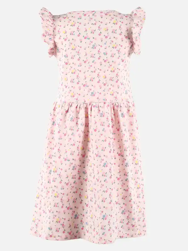 Bild 2 von Mädchen Kleid mit Flügelärmelchen und Alloverprint Rosa