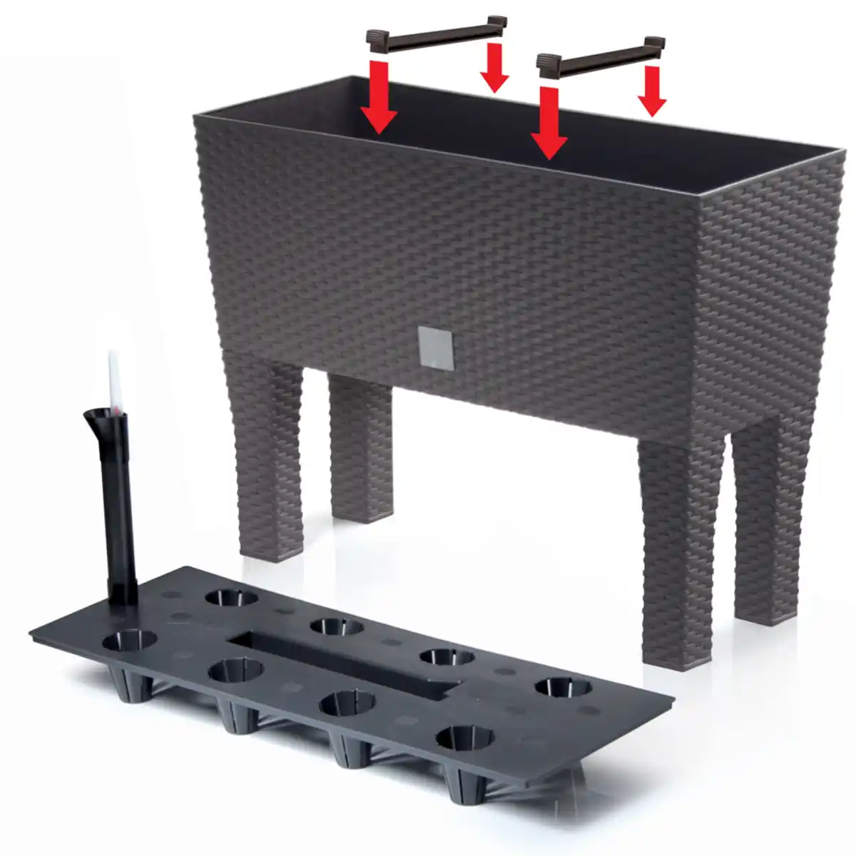 Bild 1 von XXL Pflanzkasten in Rattanoptik, ca. 72 Liter - Anthrazit