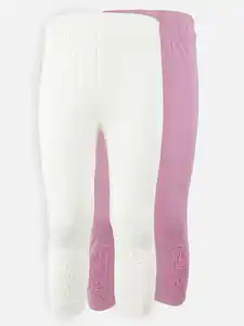 Mädchen Leggings im 2er Pack mit Schmetterlingseinsatz Bunt