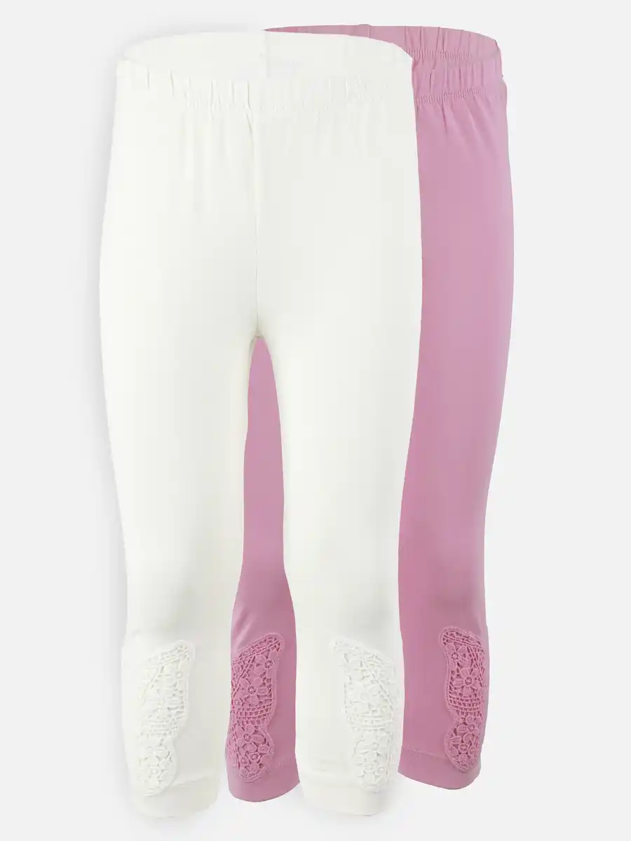 Bild 1 von Mädchen Leggings im 2er Pack mit Schmetterlingseinsatz Bunt