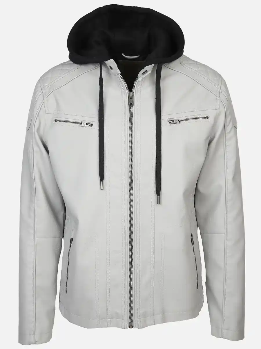 Bild 1 von Herren Bikerjacke mit abnehmbarer Kapuze Silber