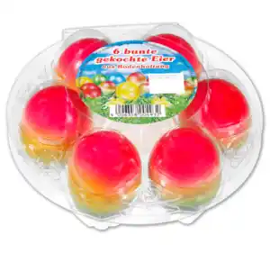 6 bunte gekochte Eier
