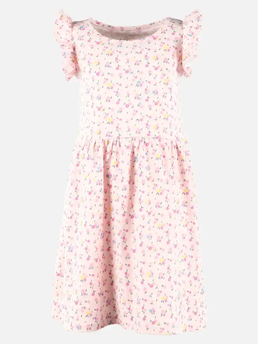 Bild 1 von Mädchen Kleid mit Flügelärmelchen und Alloverprint Rosa