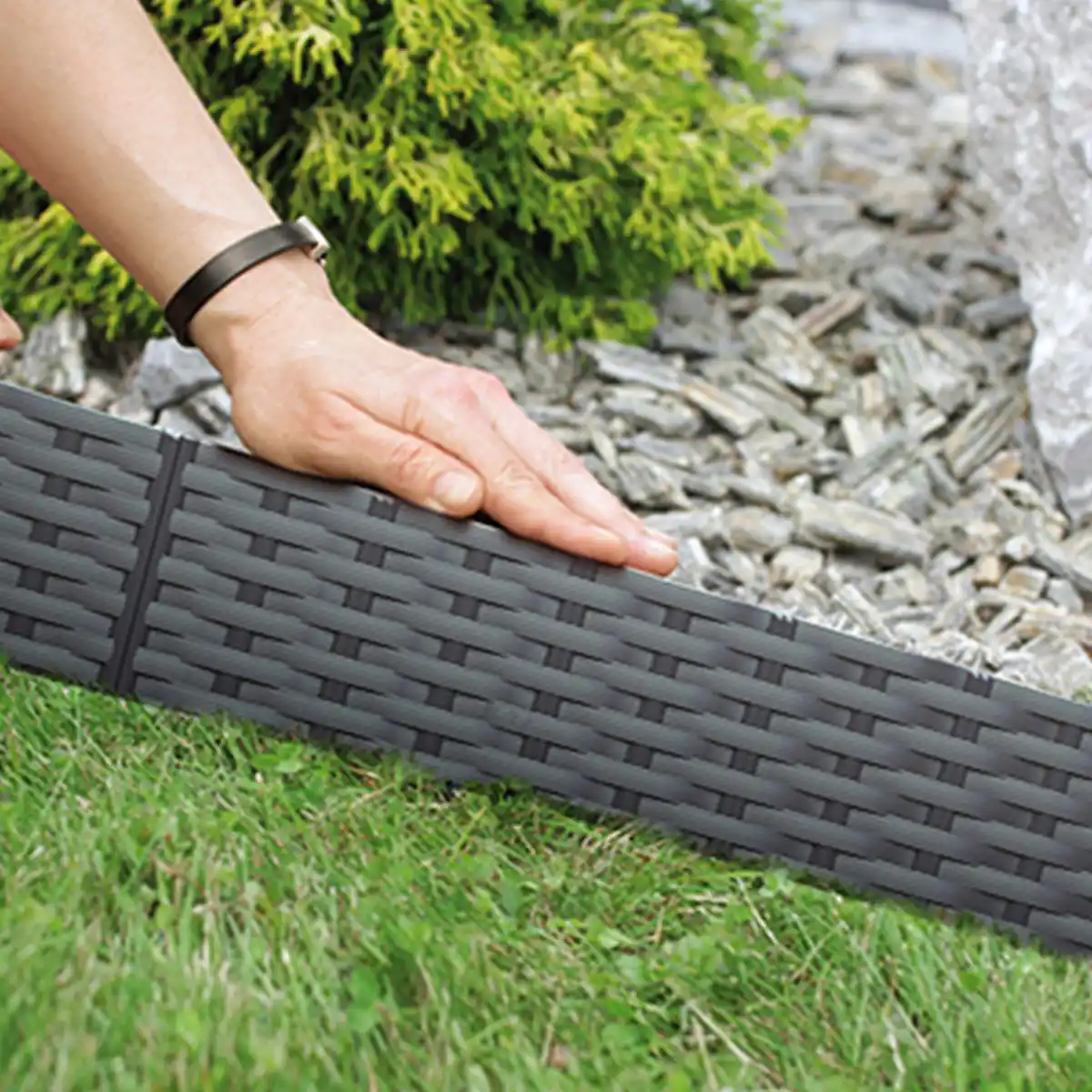 Bild 2 von Beetumrandung Rattan Optik, ca. 3,9 m, Anthrazit