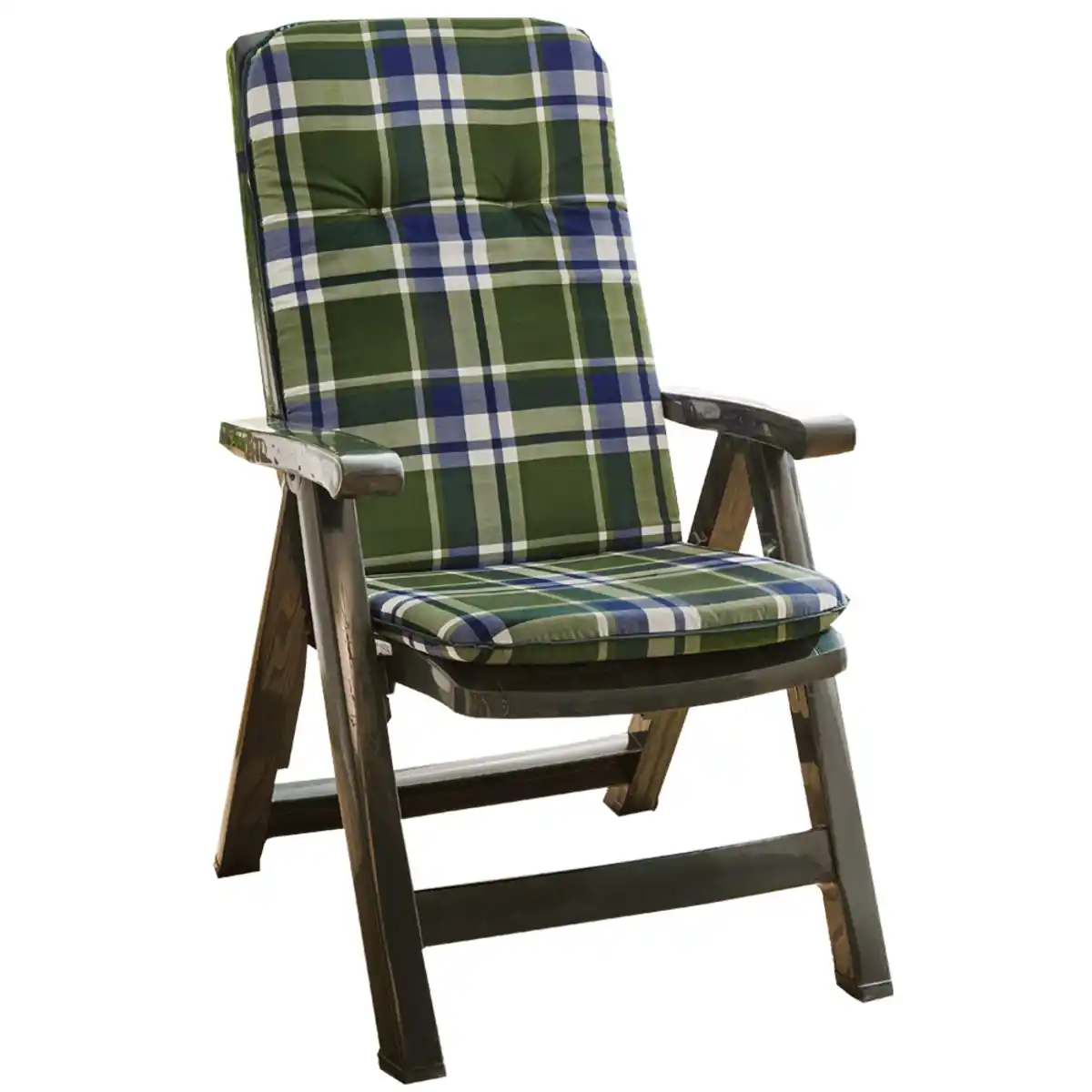 Bild 1 von Solax-Sunshine Hochlehner-Polsterauflage, ca. 116 x 50 x 5 cm - Karo Grün