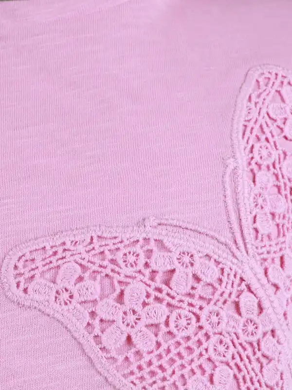 Bild 3 von Mädchen Shirt mit Schmetterlings-Appliaktion Rosa