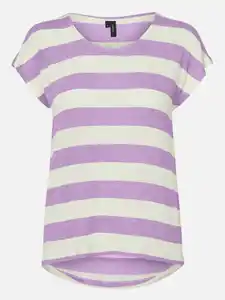 Vero Moda VMWIDE STRIPE S/L TOP Shirt Lila