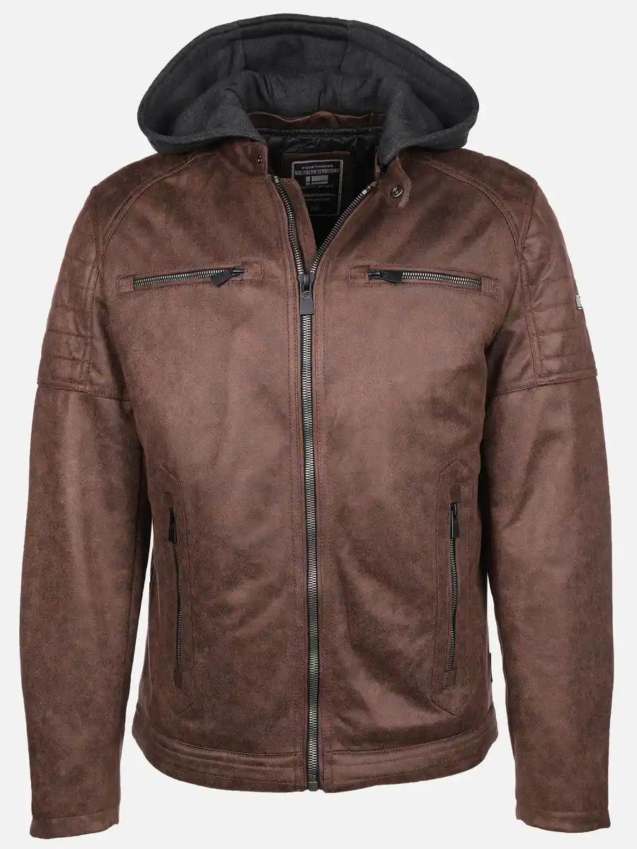 Bild 1 von Herren Bikerjacke mit Kapuze Braun