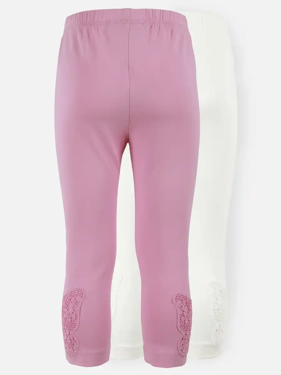 Bild 2 von Mädchen Leggings im 2er Pack mit Schmetterlingseinsatz Bunt