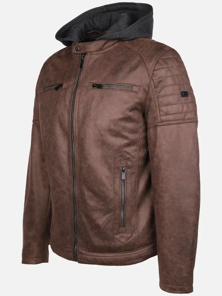 Bild 3 von Herren Bikerjacke mit Kapuze Braun
