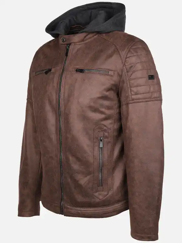 Bild 3 von Herren Bikerjacke mit Kapuze Braun