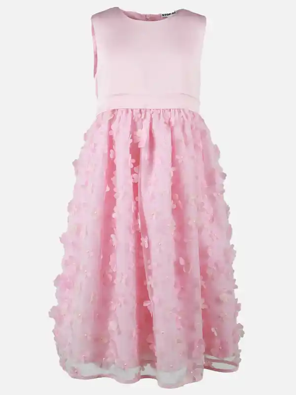 Bild 1 von Mädchen Kleid im romantischen Look mit Mesh und Blumen Rosa