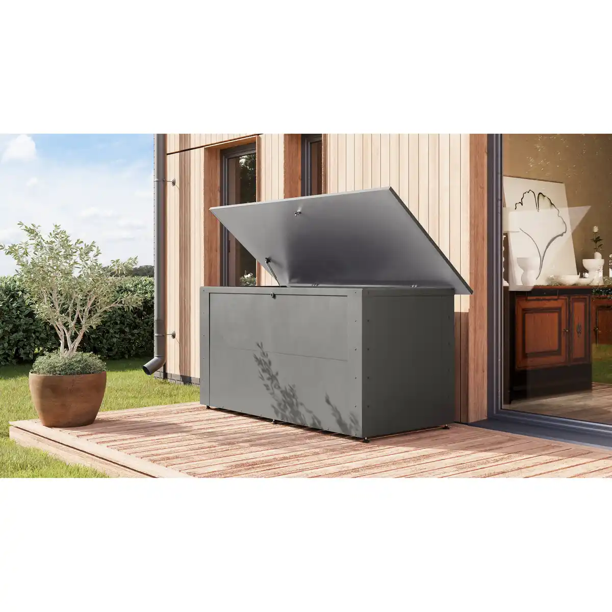 Bild 1 von Karibu Garten-Aufbewahrungsbox 'Meissa 1' graualuminium 147,5 x 71 x 74,5 cm