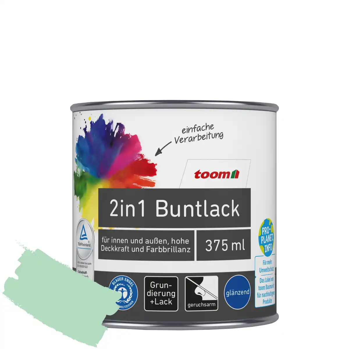 Bild 1 von toom 2in1 Buntlack minzgrün glänzend 375 ml