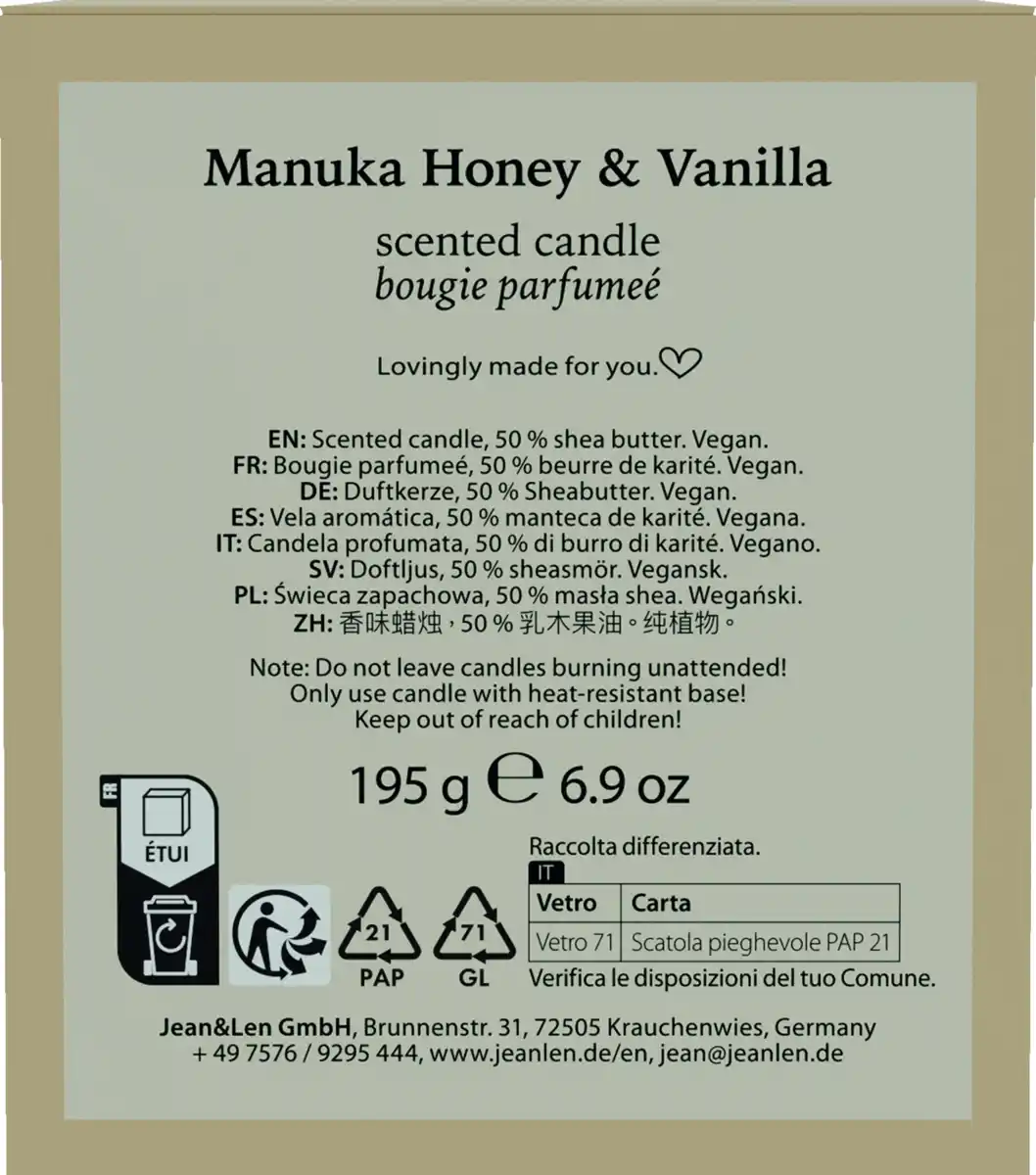 Bild 2 von Jean&Len Duftkerze Manuka Honey & Vanilla, 195 g