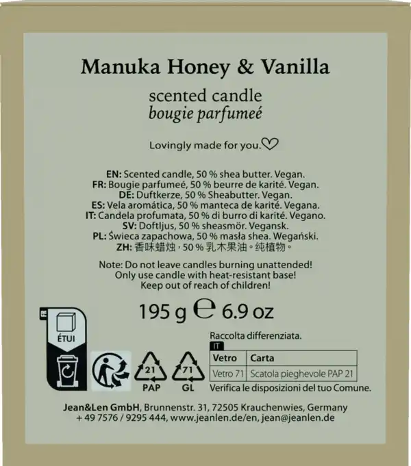 Bild 2 von Jean&Len Duftkerze Manuka Honey & Vanilla, 195 g