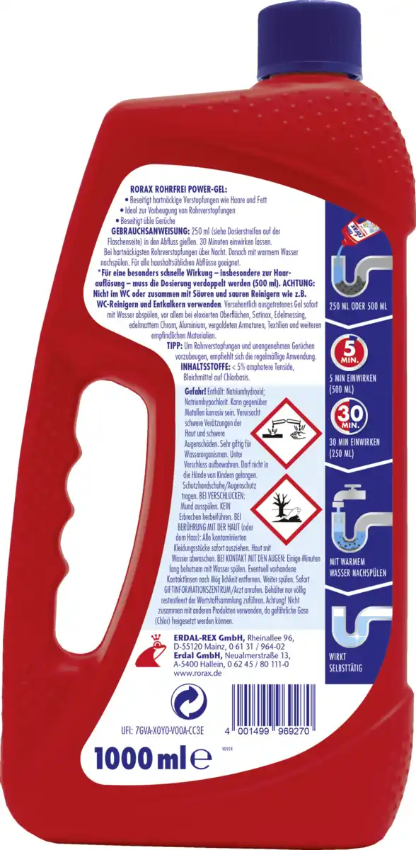 Bild 2 von rorax Rohrfrei Power-Gel, 1.000 ml