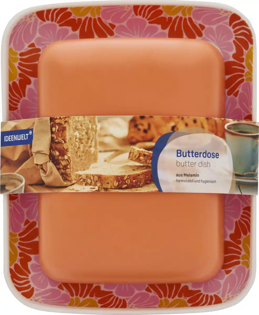 Bild 1 von IDEENWELT Butterdose orange Blumen