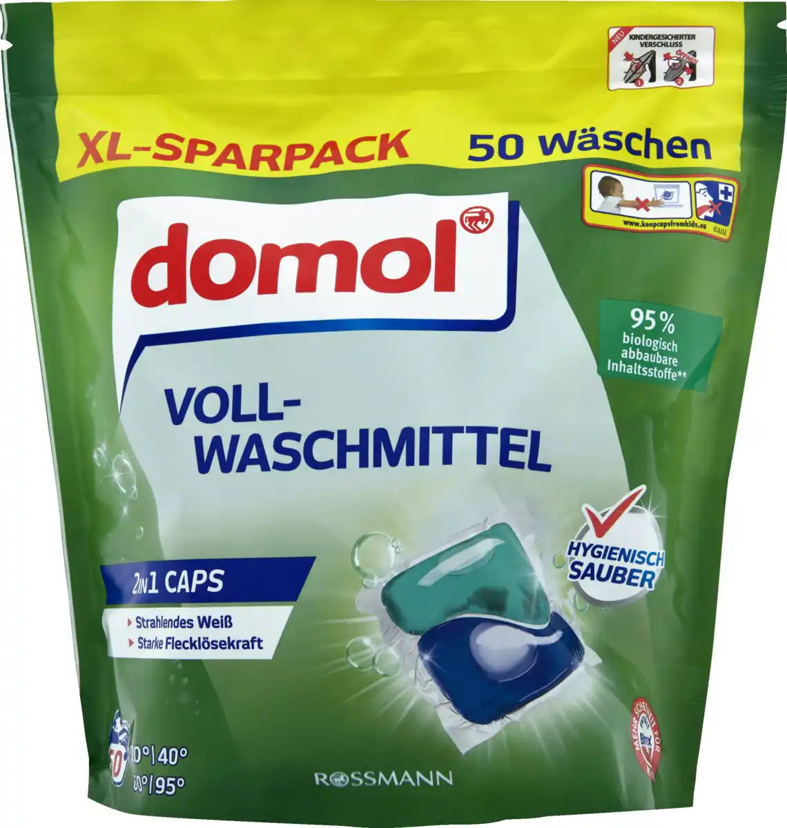 Bild 1 von domol 2in1 Vollwaschmittel Caps XL-Sparpack 50 WL