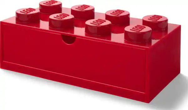 Bild 3 von LEGO Schreibtischelement mit Schubladen 4 Noppen, Rot