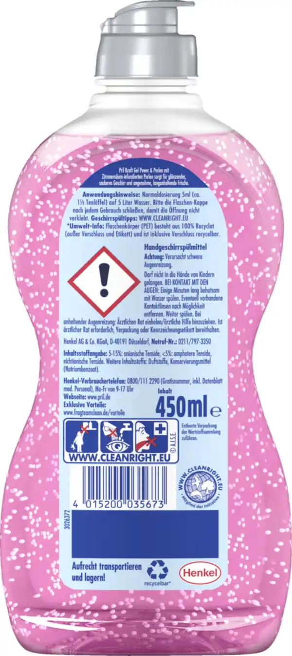 Bild 2 von Pril Power & Perlen Granatapfel Spülmittel, 450 ml