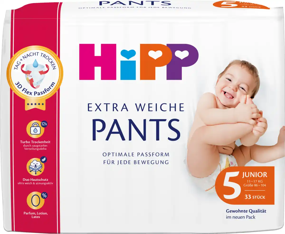 Bild 1 von HiPP Windeln Extra Weiche Pants Junior Größe 5 (11-17 kg)