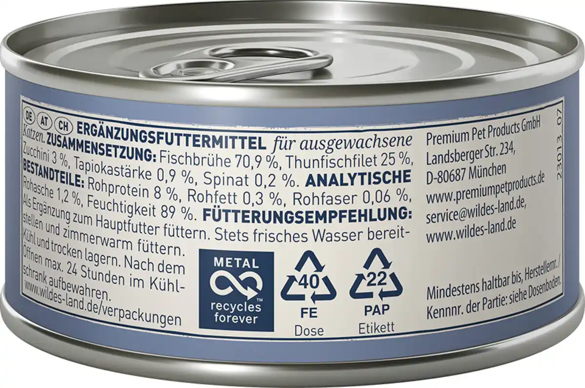 Bild 2 von Wildes Land Katzennassfutter Soup Thunfisch mit Zucchini & Spinat, 80 g
