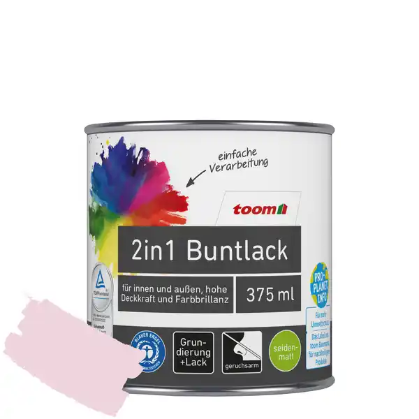 Bild 1 von toom 2in1 Buntlack 'Flamingo' rosa seidenmatt 375 ml