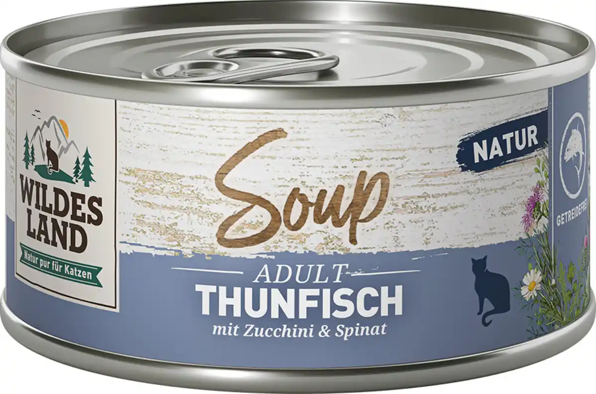 Bild 1 von Wildes Land Katzennassfutter Soup Thunfisch mit Zucchini & Spinat, 80 g