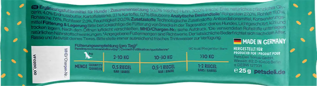 Bild 2 von Pets Deli Snack Yummy Bar Ente mit Erdnussbutter, 25 g