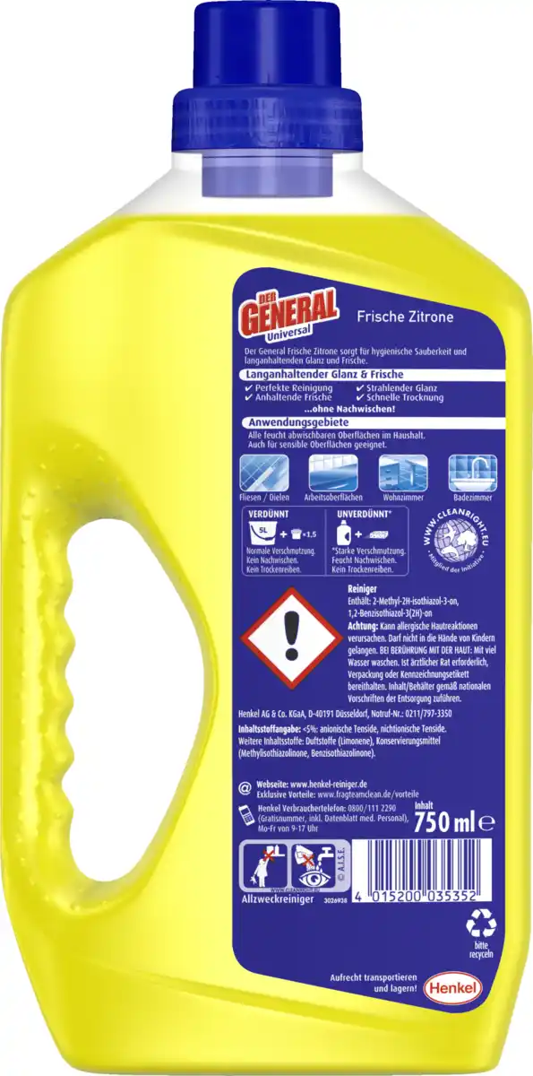 Bild 2 von Der General Frische Zitrone Universalreiniger, 750 ml