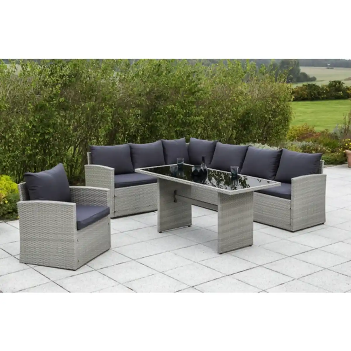 Bild 1 von Gartenmöbelset »Lanzarote«, 7 Sitzplätze, Stahl/Kunststoffgeflecht, pulverbeschichtet