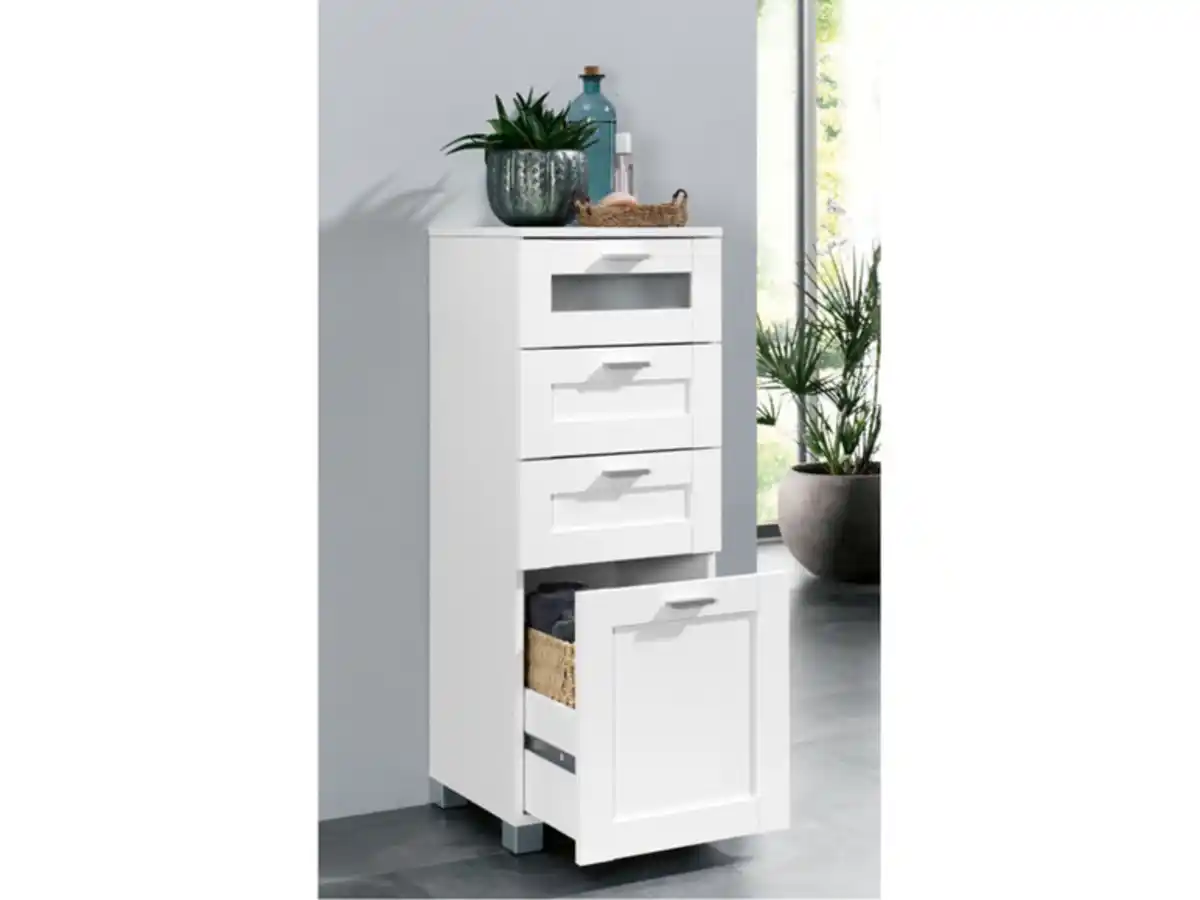 Bild 2 von LIVARNO home Bad-Seitenschrank »Basel«, mit 4 Glasrahmenschubkästen