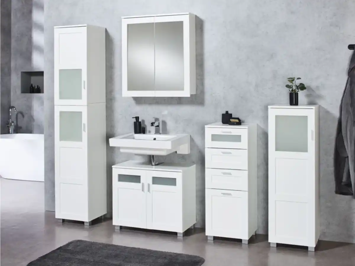 Bild 3 von LIVARNO home Bad-Seitenschrank »Basel«, mit 4 Glasrahmenschubkästen