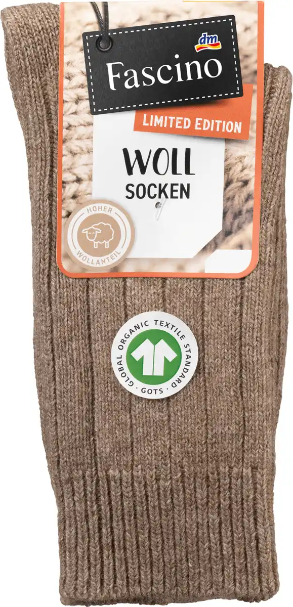 Bild 1 von Fascino Socken mit Bio-Wolle & Ripp-Struktur braun Gr. 35-38