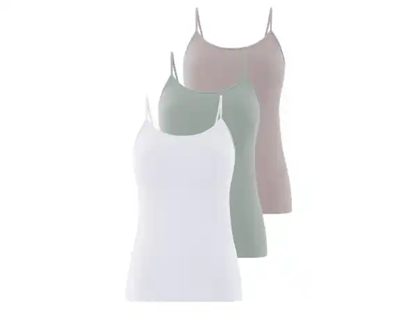 Bild 2 von esmara® Damen Spaghettiträgerhemden, 3 Stück, hoher Baumwollanteil