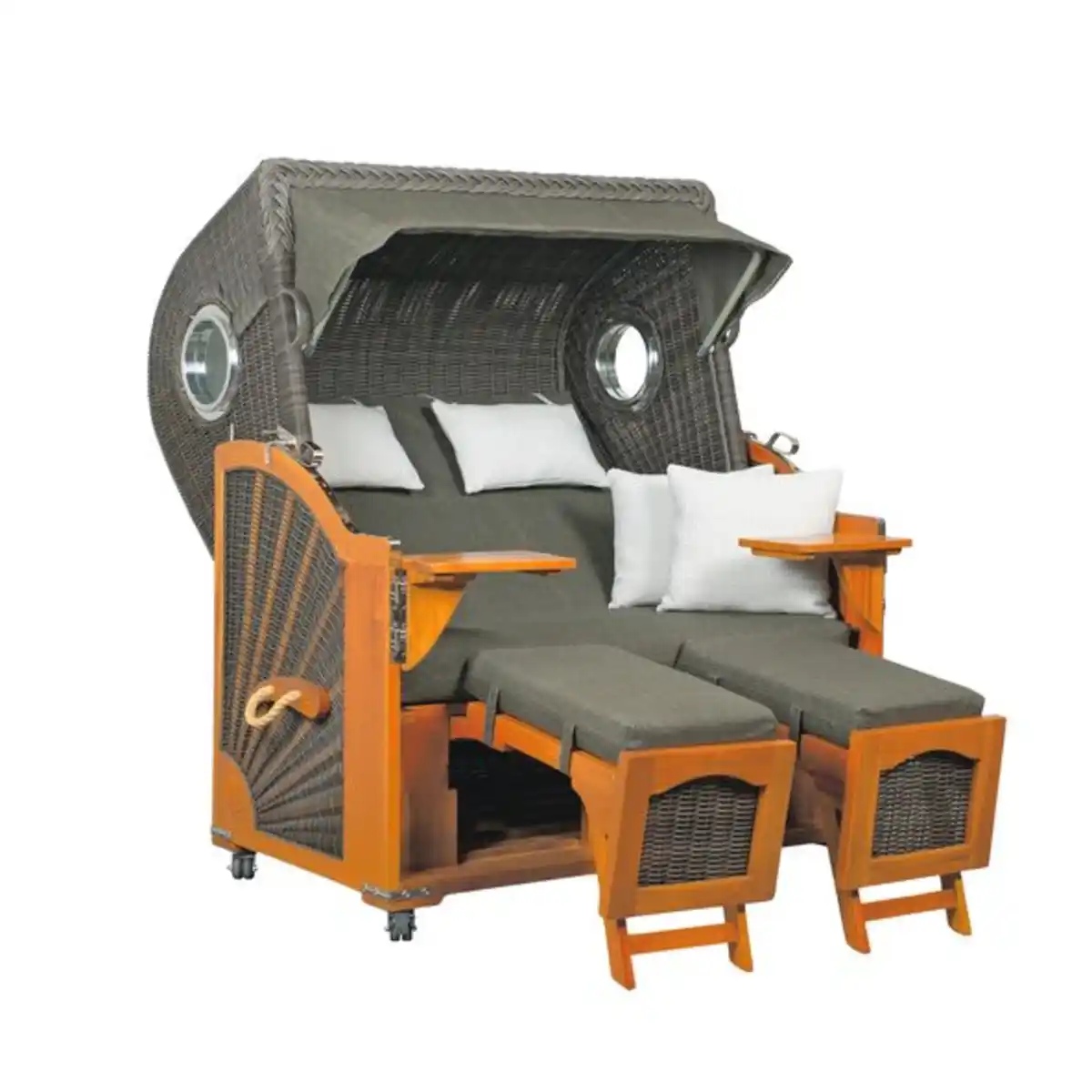 Bild 1 von Strandkorb Sellin, inkl. Zubehör-Set, dunkelgrau/weiß