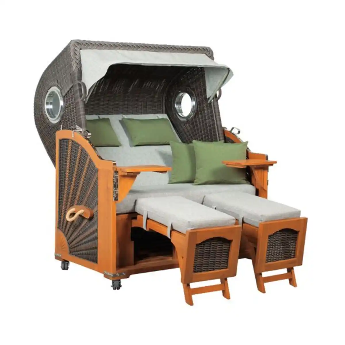 Bild 1 von Strandkorb Sellin, inkl. Zubehör-Set, hellgrau/grün