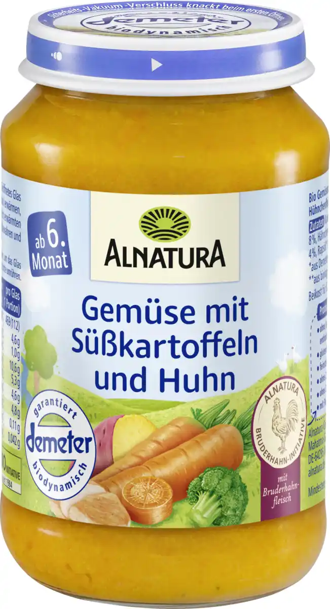 Bild 1 von Alnatura Bio Gemüse mit Süßkartoffeln und Huhn, 190 g