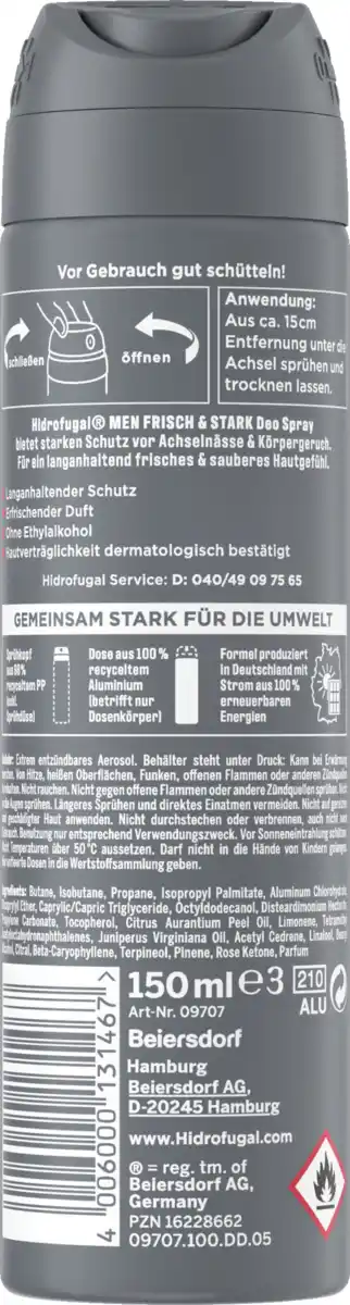 Bild 2 von Hidrofugal MEN Frisch Stark Anti-Transpirant Spray, 150 ml