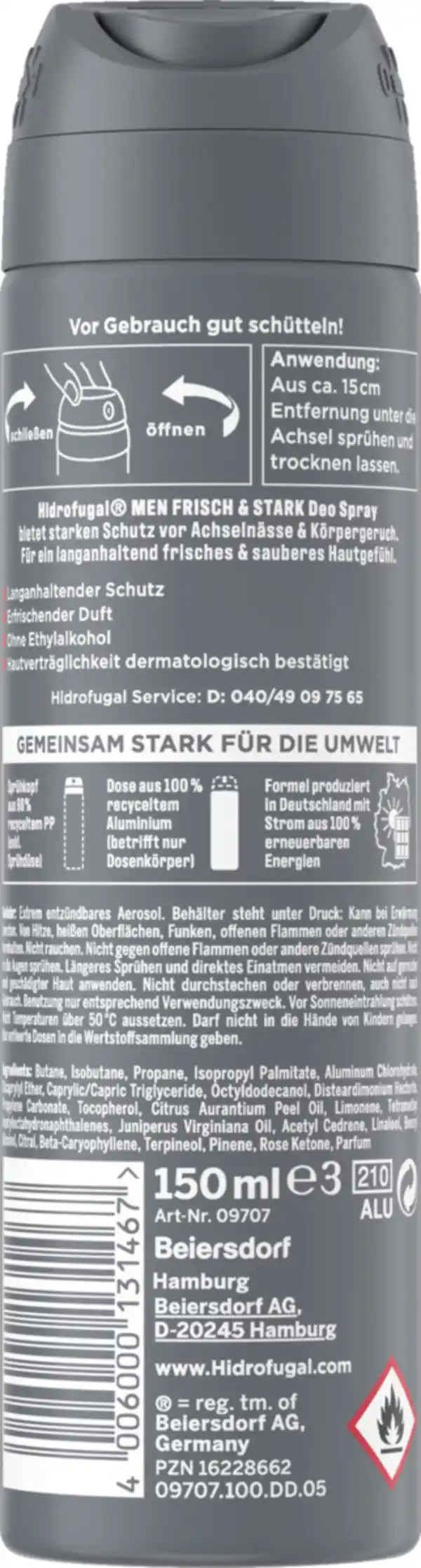 Bild 2 von Hidrofugal MEN Frisch Stark Anti-Transpirant Spray, 150 ml