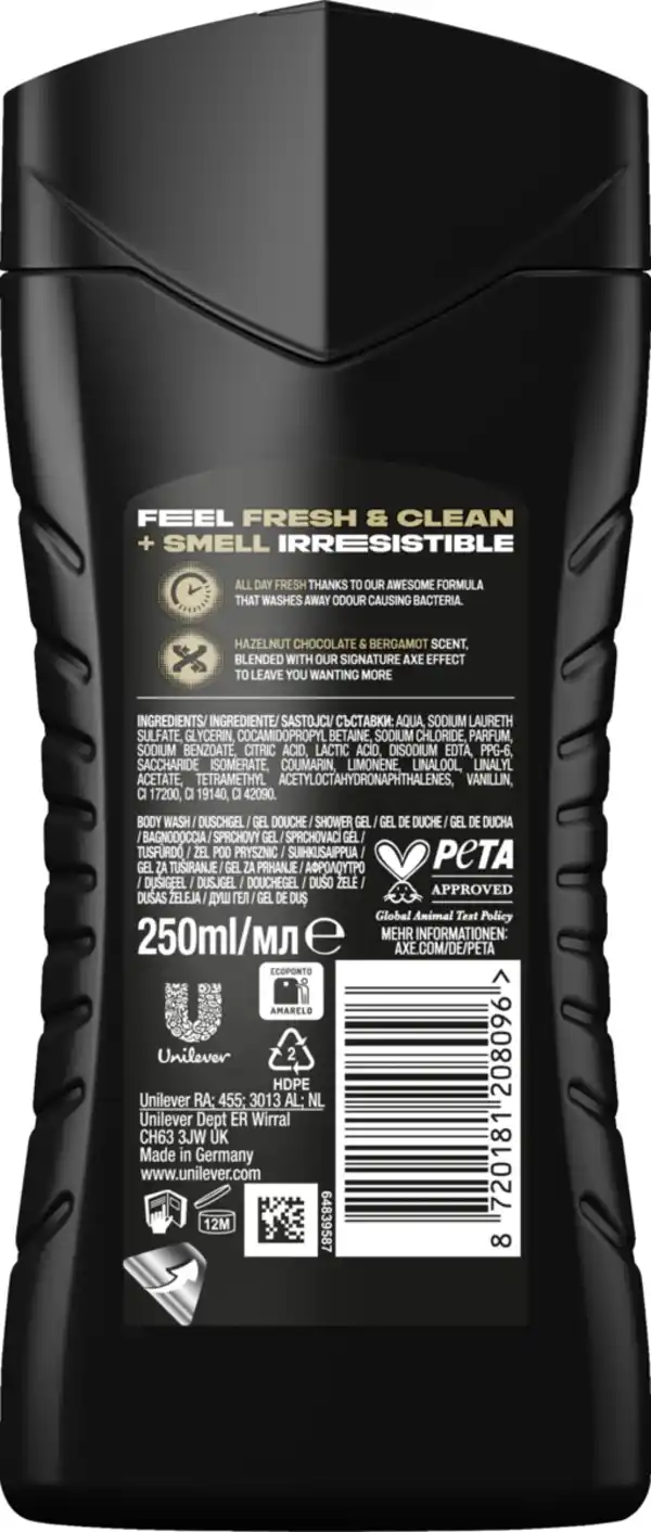 Bild 2 von AXE 3-in-1 Duschgel & Shampoo Magnum Gold Caramel Billionaire, 250 ml