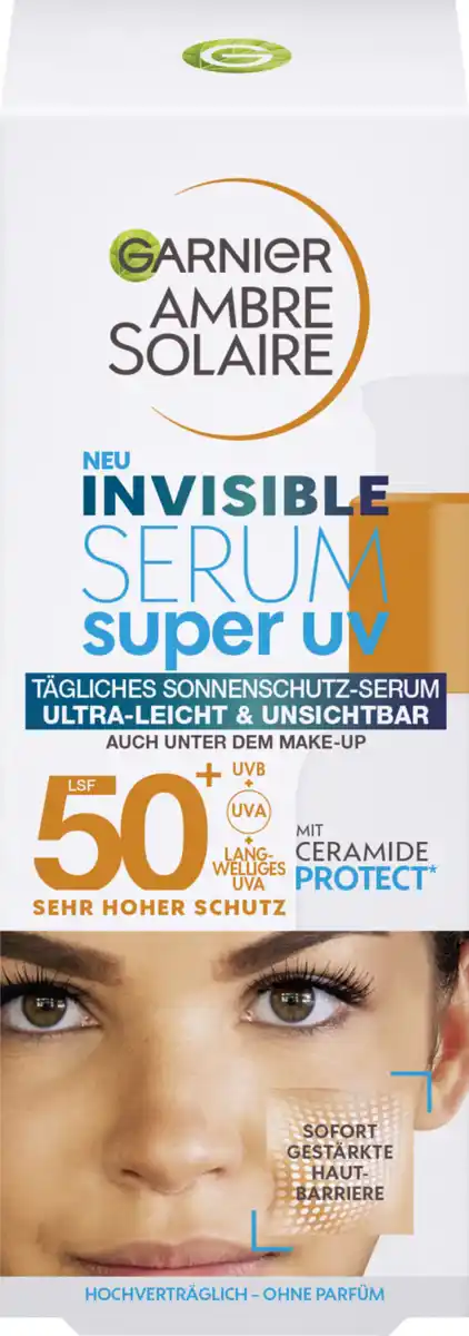 Bild 1 von Garnier Ambre Solaire Sonnenschutz-Serum Invisible Super UV Utlraleicht & Unsichtbar LSF 50+, 30 ml