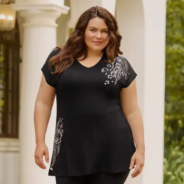 Bild 2 von Damen-T-Shirt mit V-Ausschnitt, große Größen