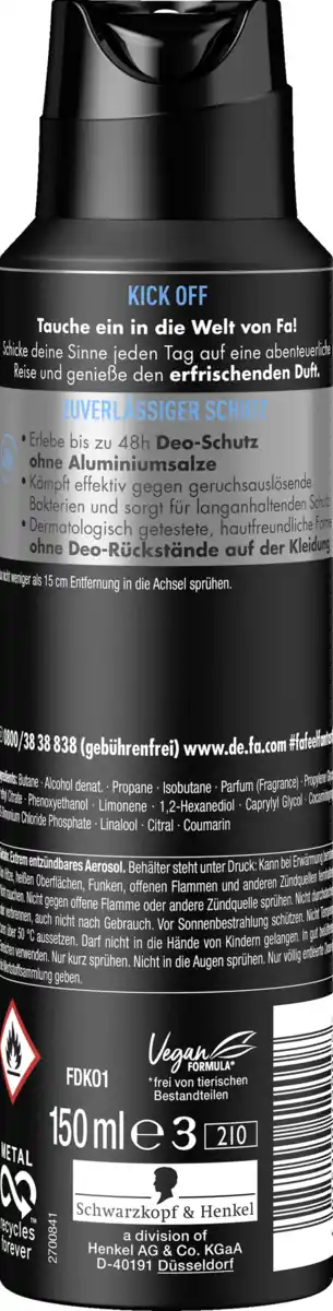 Bild 2 von Fa Men Deodorant & Bodyspray Kick Off, 150 ml
