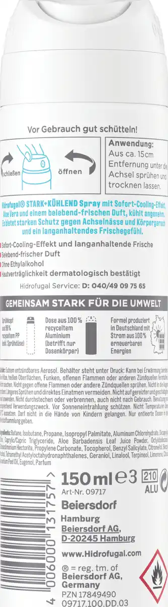 Bild 2 von Hidrofugal Stark Kühlend Anti-Transpirant Spray, 150 ml