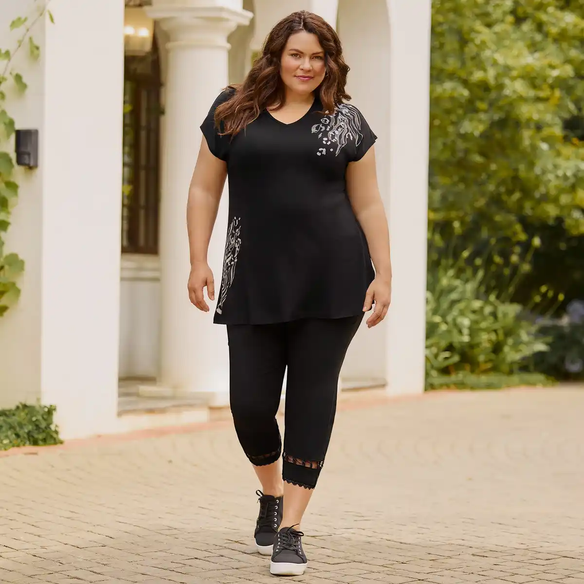 Bild 1 von Damen-Hose mit dehnbarer Spitze, große Größen