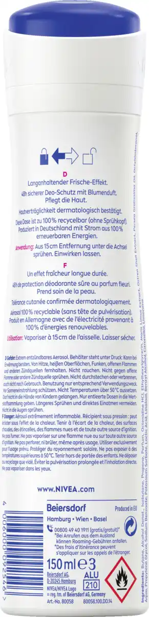 Bild 2 von NIVEA Fresh Flower Deodorant Spray, 150 ml