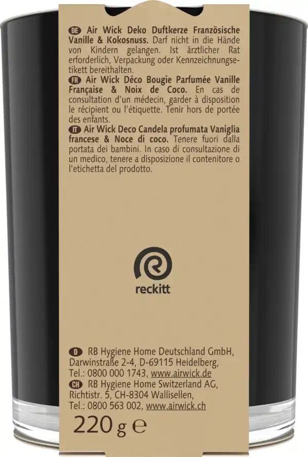 Bild 2 von Air Wick Duftkerze Französische Vanille + Kokosnuss, 220 g